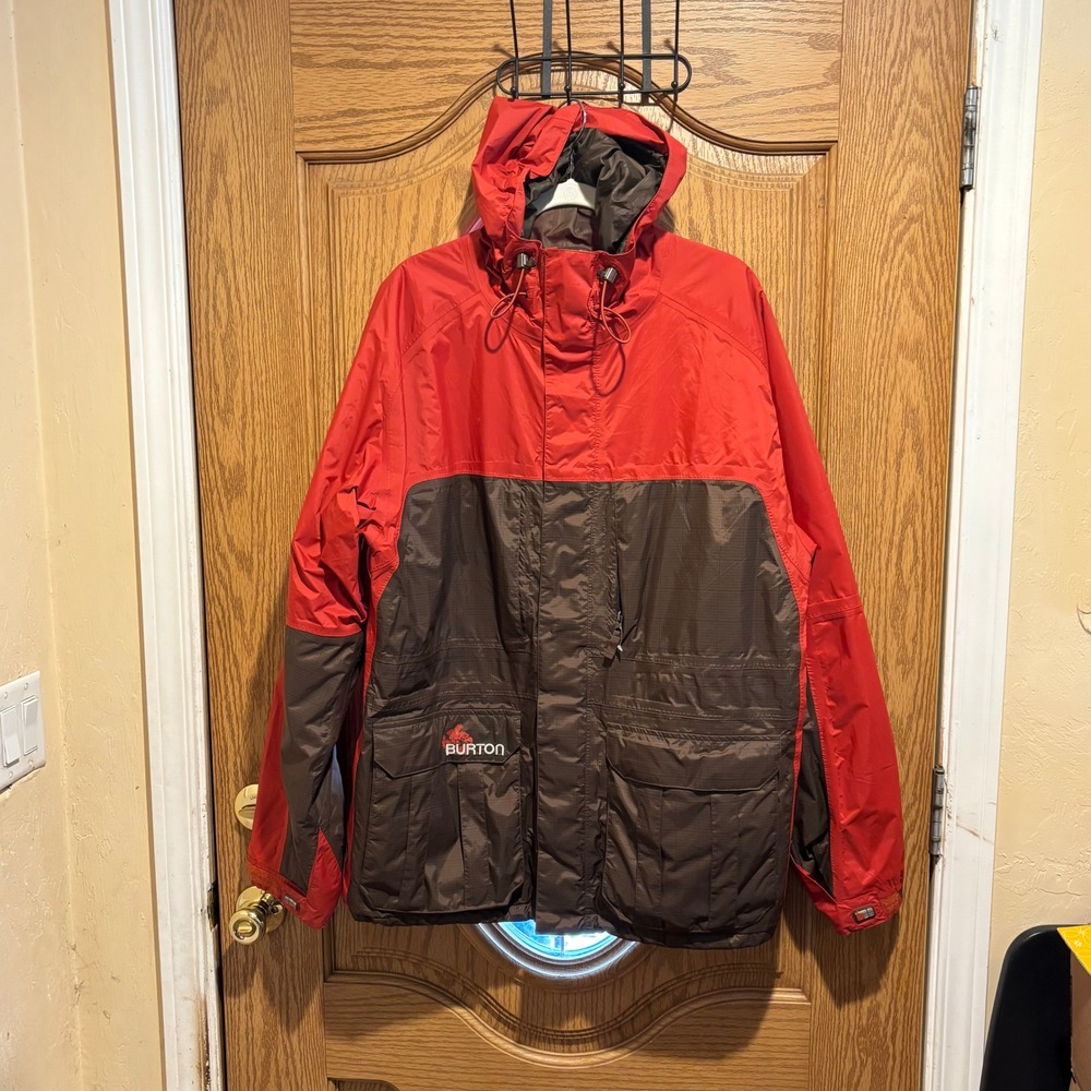 Burton‎ Red Brown Ski Snowboard Jacket Men's XL Hooded Outerwear